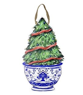 Chinoiserie Christmas Tree Door Hanger