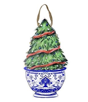 Chinoiserie Christmas Tree Door Hanger