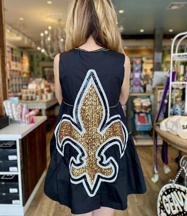 Queen of Sparkles Fleur de Lis Back Dress