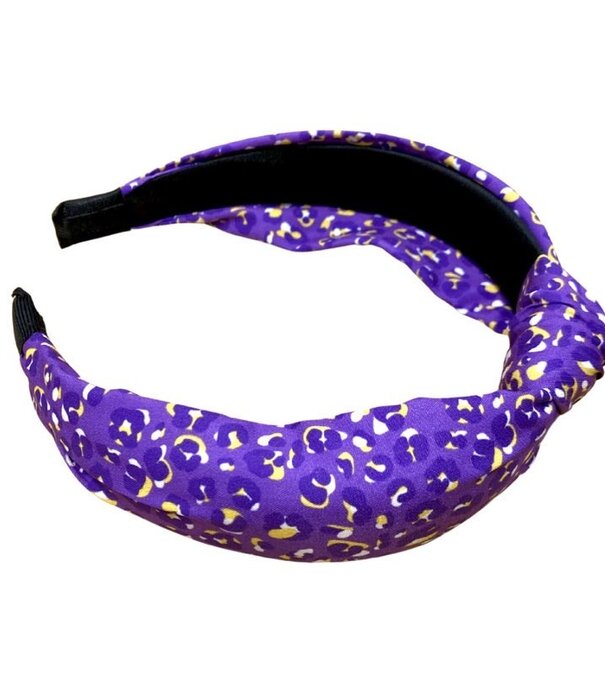 Leopard Print Headband, Purple & gold