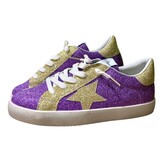 Micro-Glitter Shoes, Purple & Gold