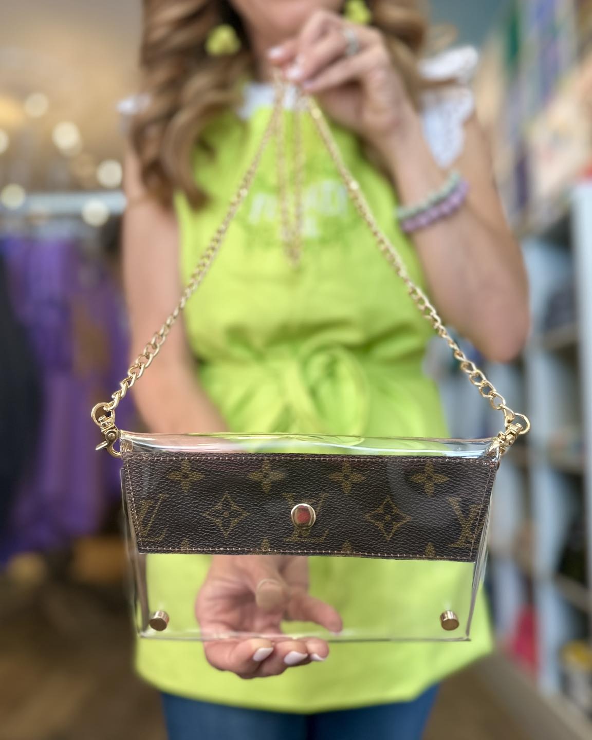 Upcycled Louis Vuitton Monogram Clear Stadium Crossbody Bags