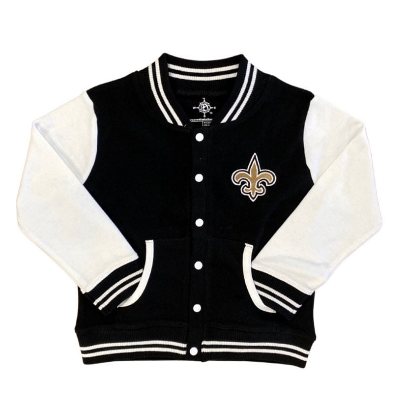 Kids Varsity Jacket, Saints - Fleurty Girl