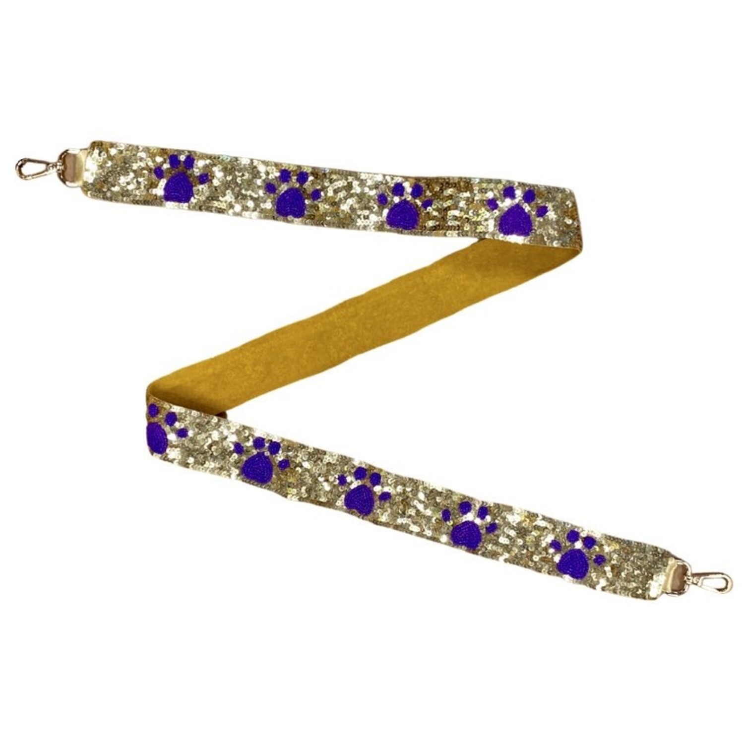 Purple and Yellow Paw Print Bag Strap – Sparkle and Swag Party