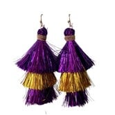 Tinsel Tassel Earrings, Purple & Gold