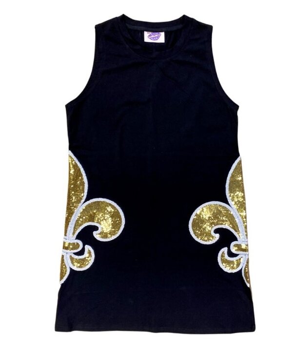 Black Fleur de Lis Sequin Tank Dress