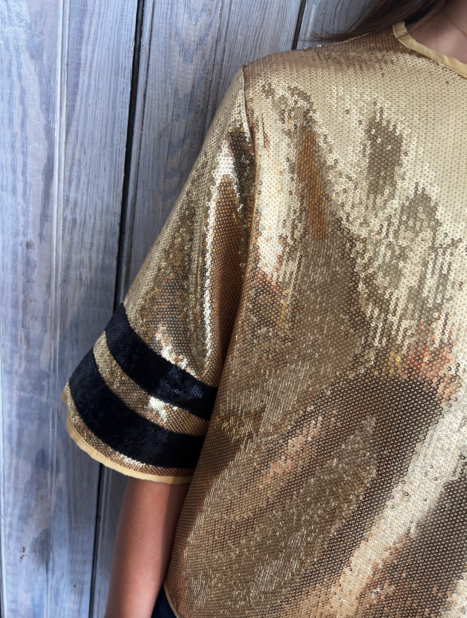 Sequin Stripe Jersey Sleeve Top - Fleurty Girl