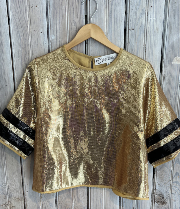 Sequin Stripe Jersey Sleeve Top