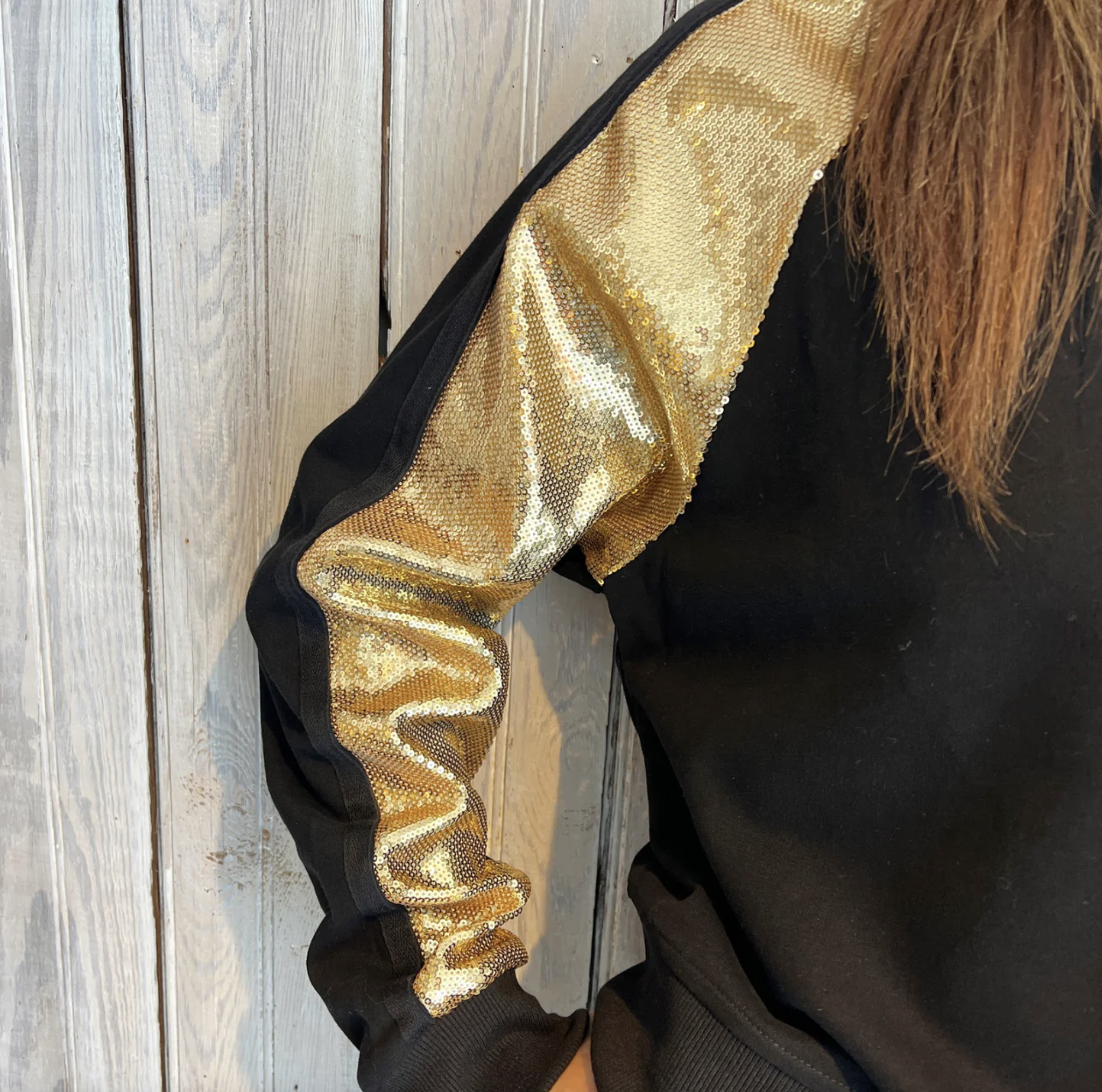 Black & Gold Jersey Sequin Tunic Dress - Fleurty Girl