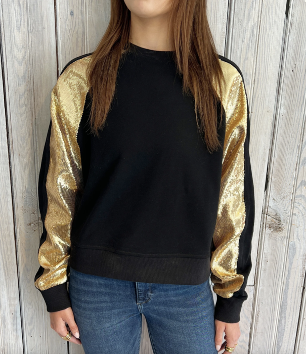 Sequin Jersey Tank, Black & Gold - Fleurty Girl