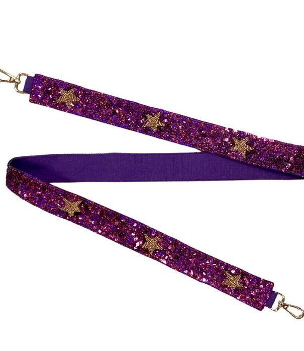 Sequin Beaded Star Strap, Purple & Gold