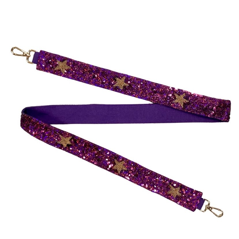 Sequin Beaded Star Strap, Purple & Gold - Fleurty Girl