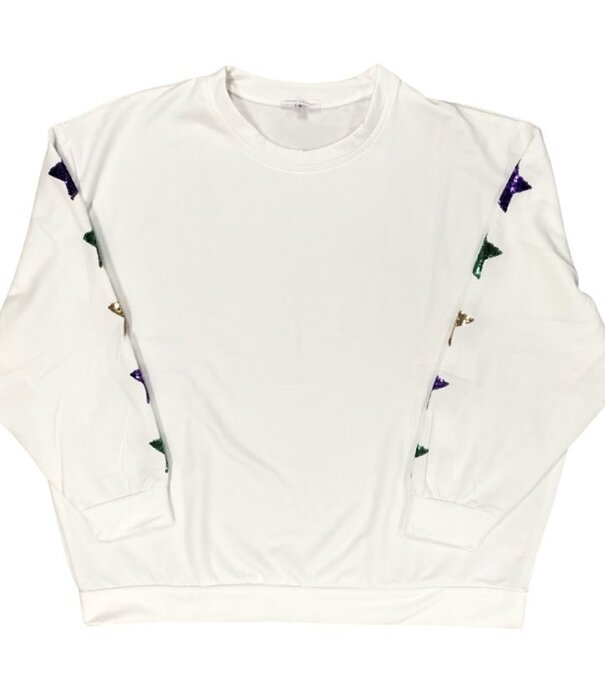 Mardi Gras Sequin Star Sleeve Sweatshirt