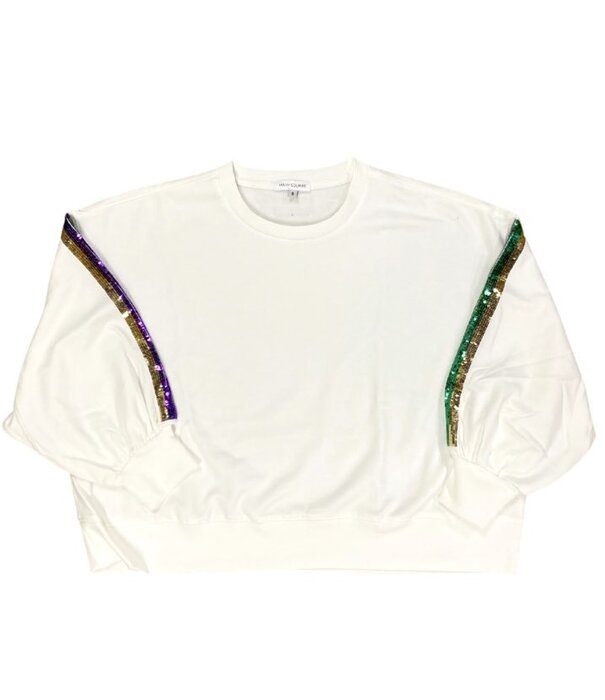 Mardi Gras Sequin Stripe Sleeve Sweatshirt