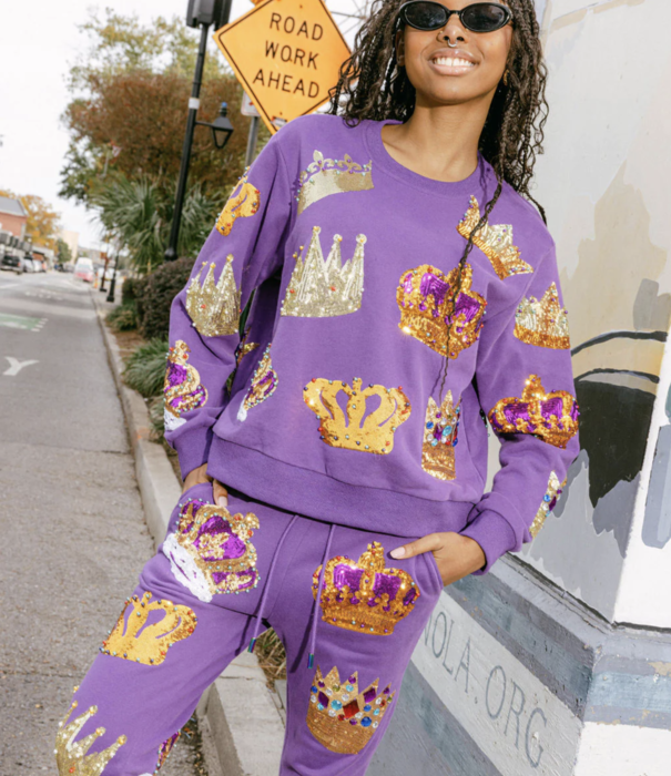 Queen of Sparkles Mardi Gras Sequin Crowns Sweatshirt