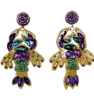Star Sequin Tassel Earrings, Purple & Gold - Fleurty Girl