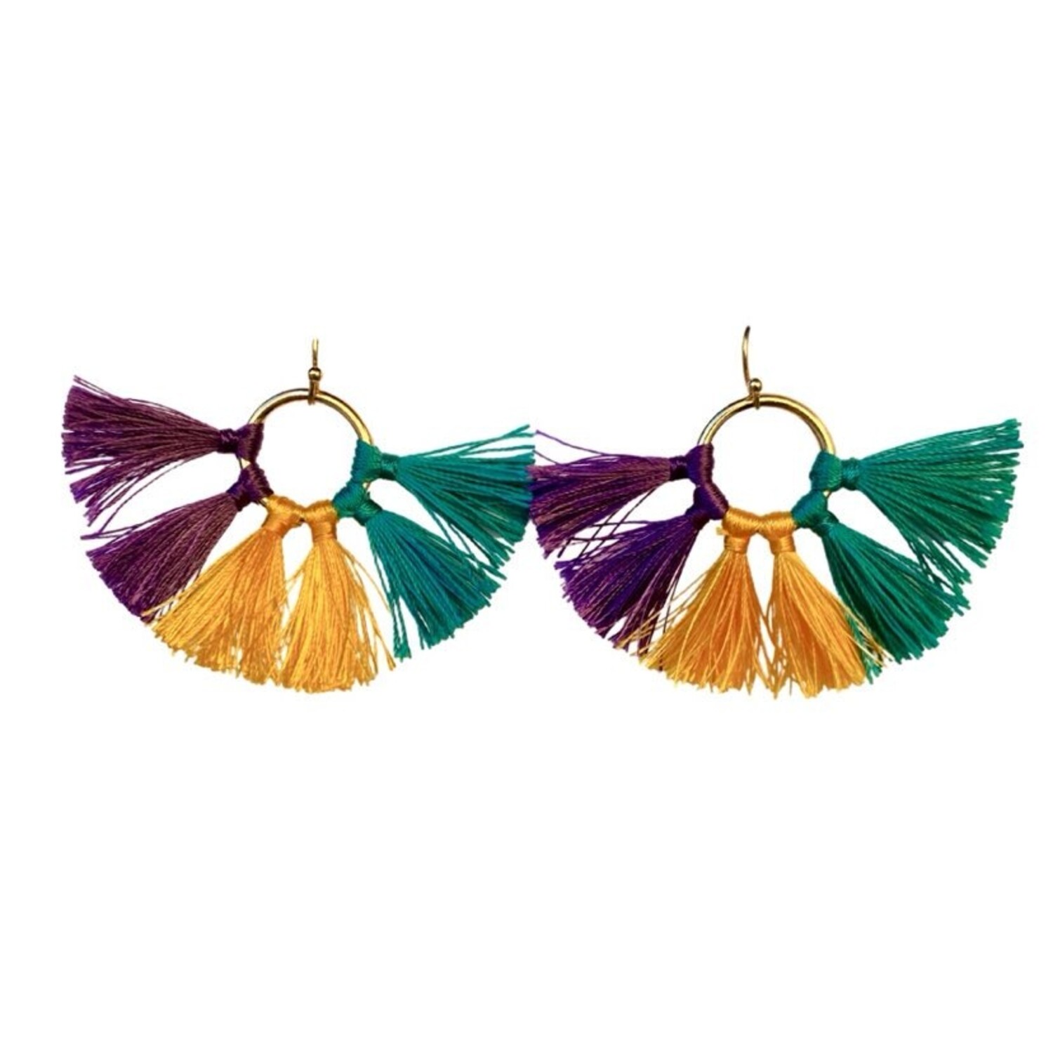 Mardi Gras Hoop Tassel Earrings - Fleurty Girl