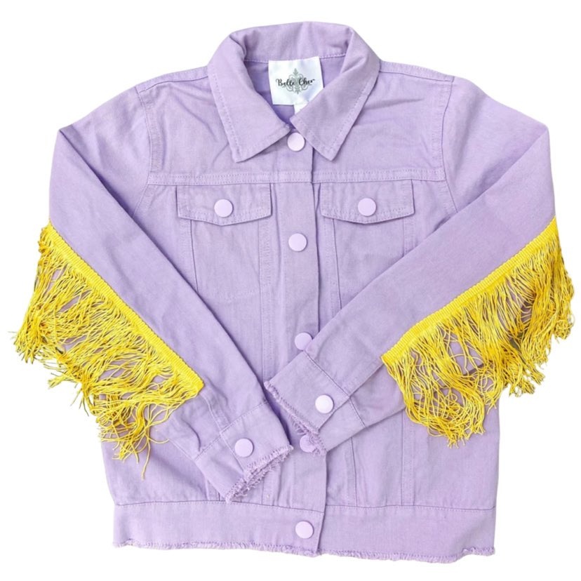 Mardi Gras Fringe Sleeve Blazer, Purple - Fleurty Girl