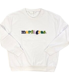White Mardi Gras Sweatshirt