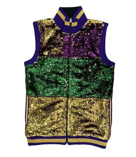 Mardi Gras Stripe Sequin Vest