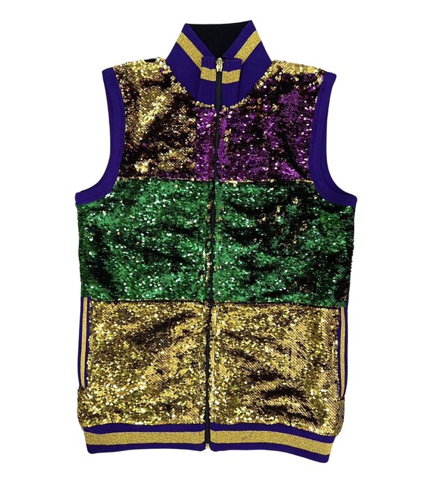 Mardi Gras Stripe Sequin Vest