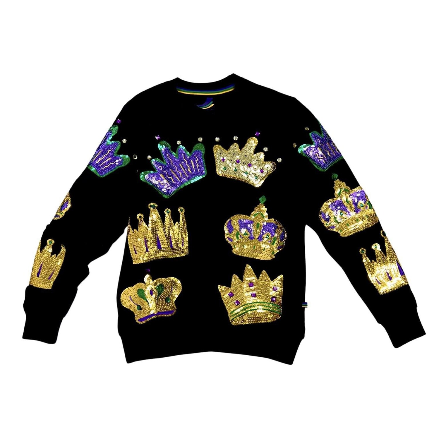 Mardi Gras Sweatshirt with Smiley Sequin Patches (Each) – Mardi Gras Spot