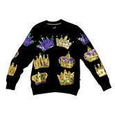 Mardi Gras Sequin Crown Pullover