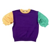 Tri Color Short Sleeve Sweater