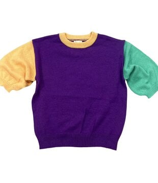 Tri Color Short Sleeve Sweater