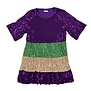 Mardi Gras Tri Color Shimmer Dress