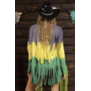 Mardi Gras Tie Dye Fringe Cardigan