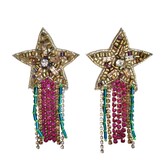 Mardi Gras Star Earrings with Rhinestones