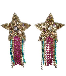 Mardi Gras Star Earrings with Rhinestones