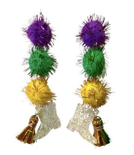 Marching Boot Earrings with Poms
