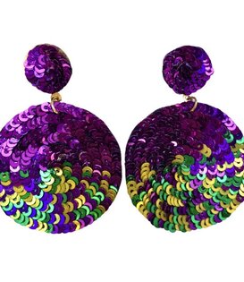 Mardi Gras Sequin Disc Earrings