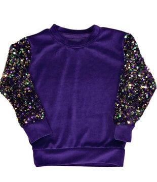 Sequin Sleeve Velour Sweatshirt, Kids