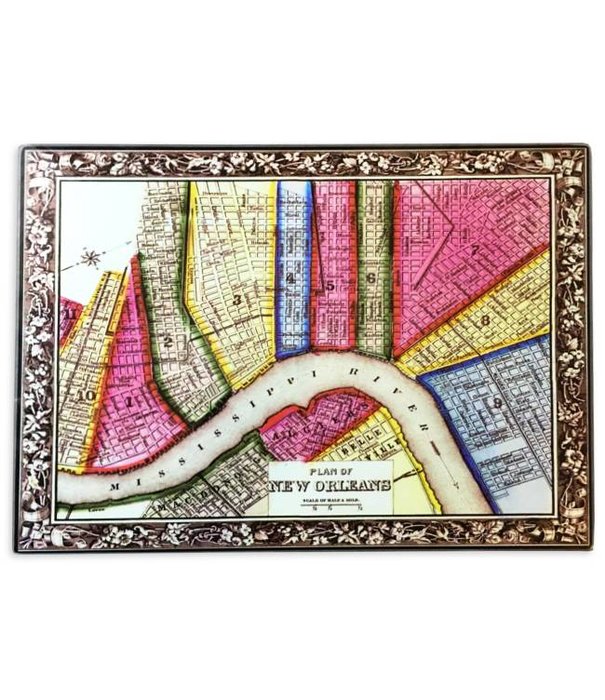 NOLA Map Tempered Glass Cutting Board