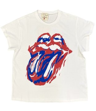 Rolling Stones  Distressed Tee, Red White & Blue