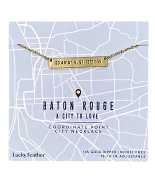 Baton Rouge Coordinates Necklace, Gold