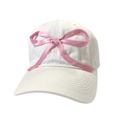 White Baseball Hat, Pink Bow