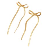 Long Bow Tie Earrings, Gold