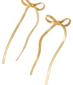 Long Bow Tie Earrings, Gold