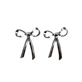 Movable Bow Earrings, Silver
