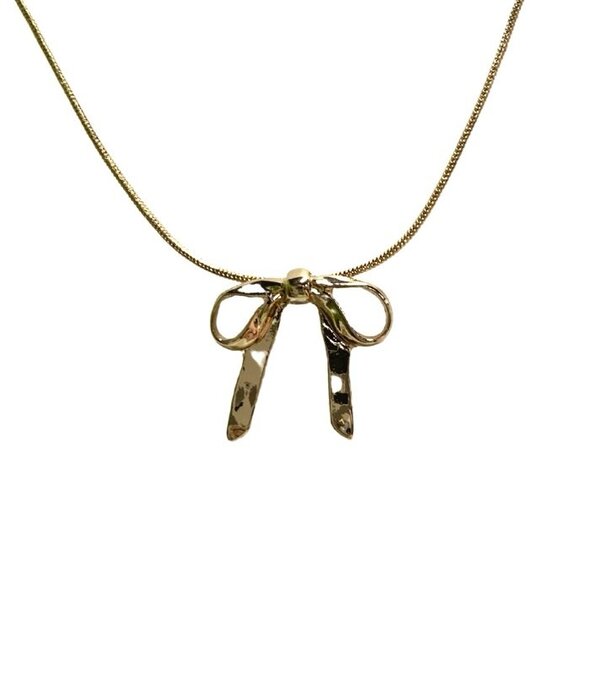 Bow Ribbon Necklace, Gold