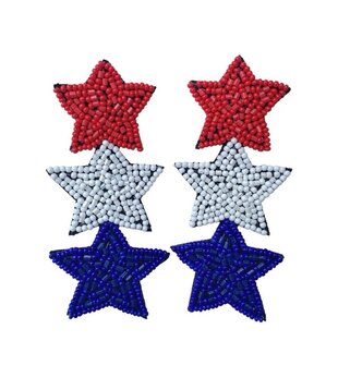 Red White Blue Star Dangle Earrings