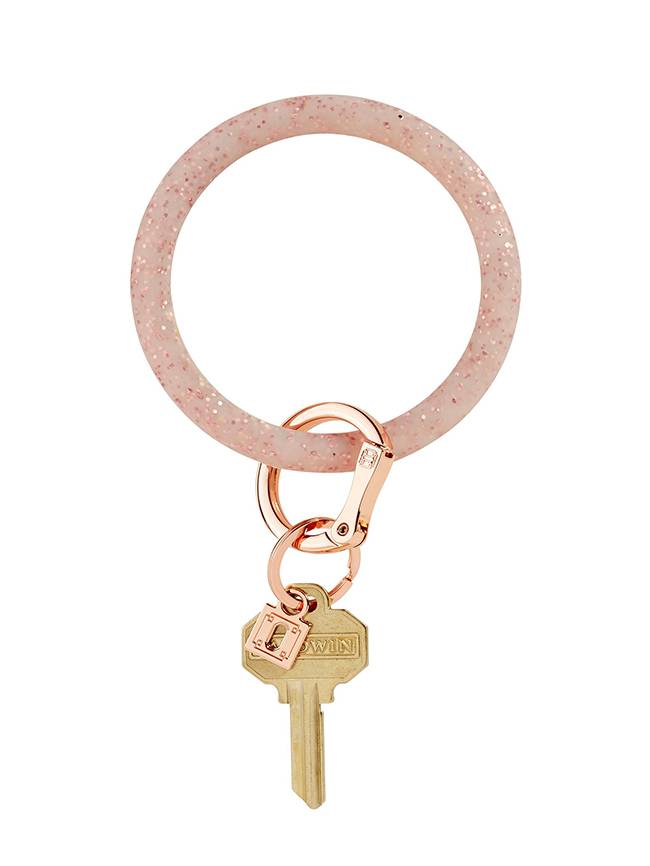 Rose Gold Confetti Silicone Keyring Bracelet - Fleurty Girl