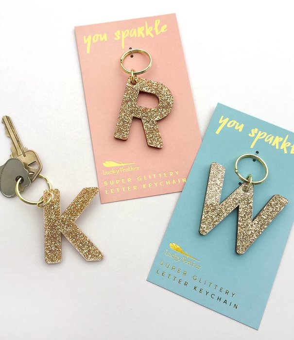 Glitter Initial Key Ring