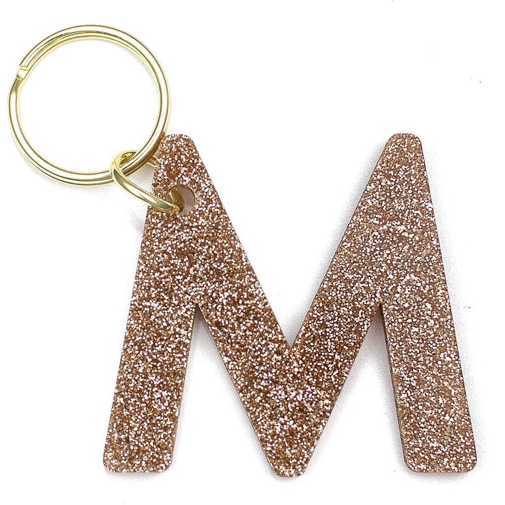rose gold initial keychain