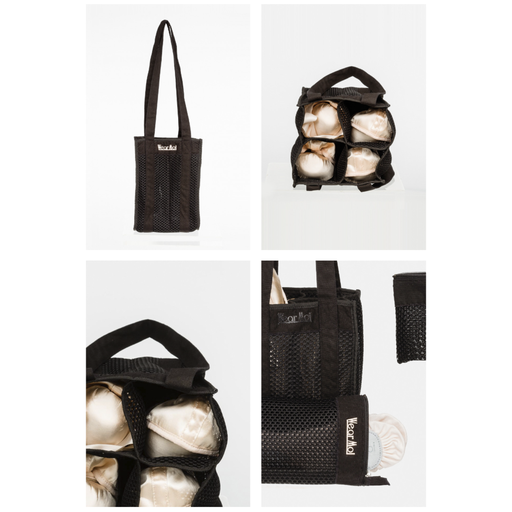 Wear Moi DIV82 Honeycomb Pointe Shoe Bag BLACK/SALMON