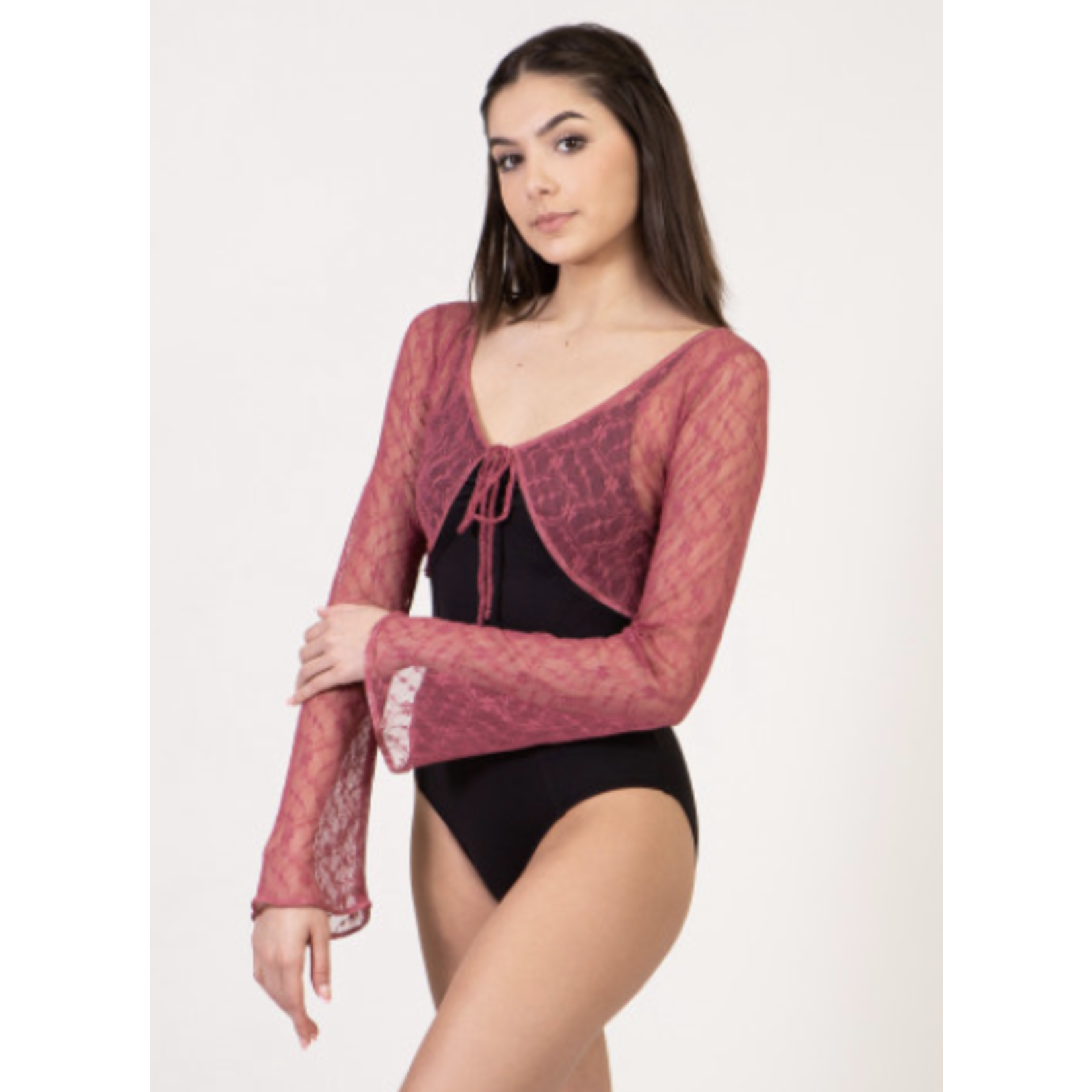 Suffolk 4019A Chateau Lace Tie-Front Cropped Top
